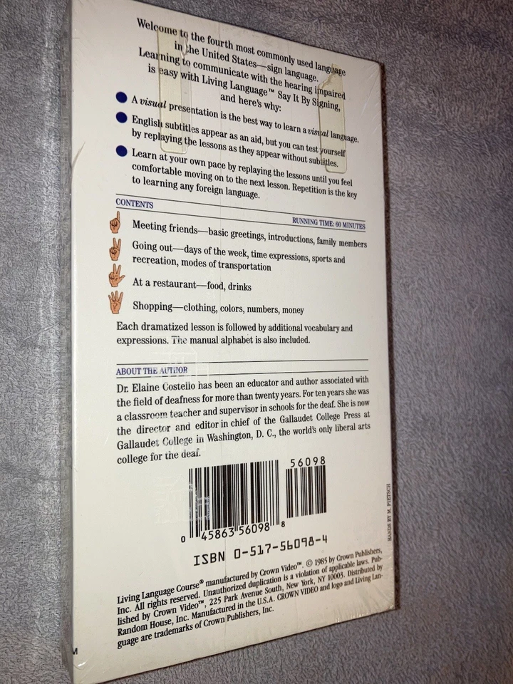 Say It by Signing Living Language VHS New Sealed NOS 1985 OOP Sign Language DIY - Image 4 of 4