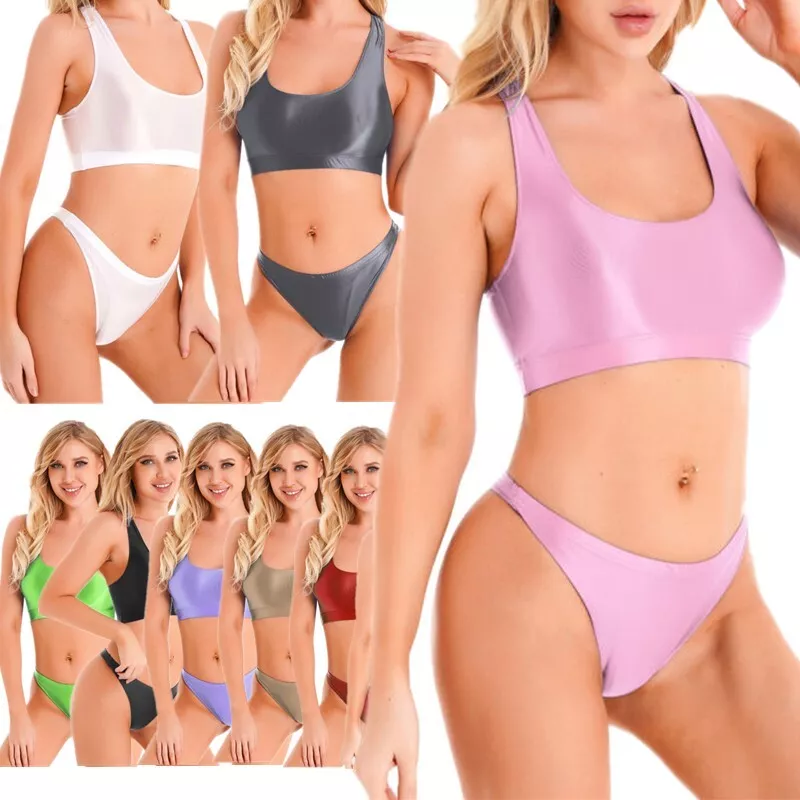 Buy High Waisted Swimsuits for Women Sports Crop Top Bikini Set