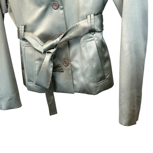 S Calvin Klein jacket 3 bttn belted silver gray Taupe collar business casual new - Picture 5 of 14