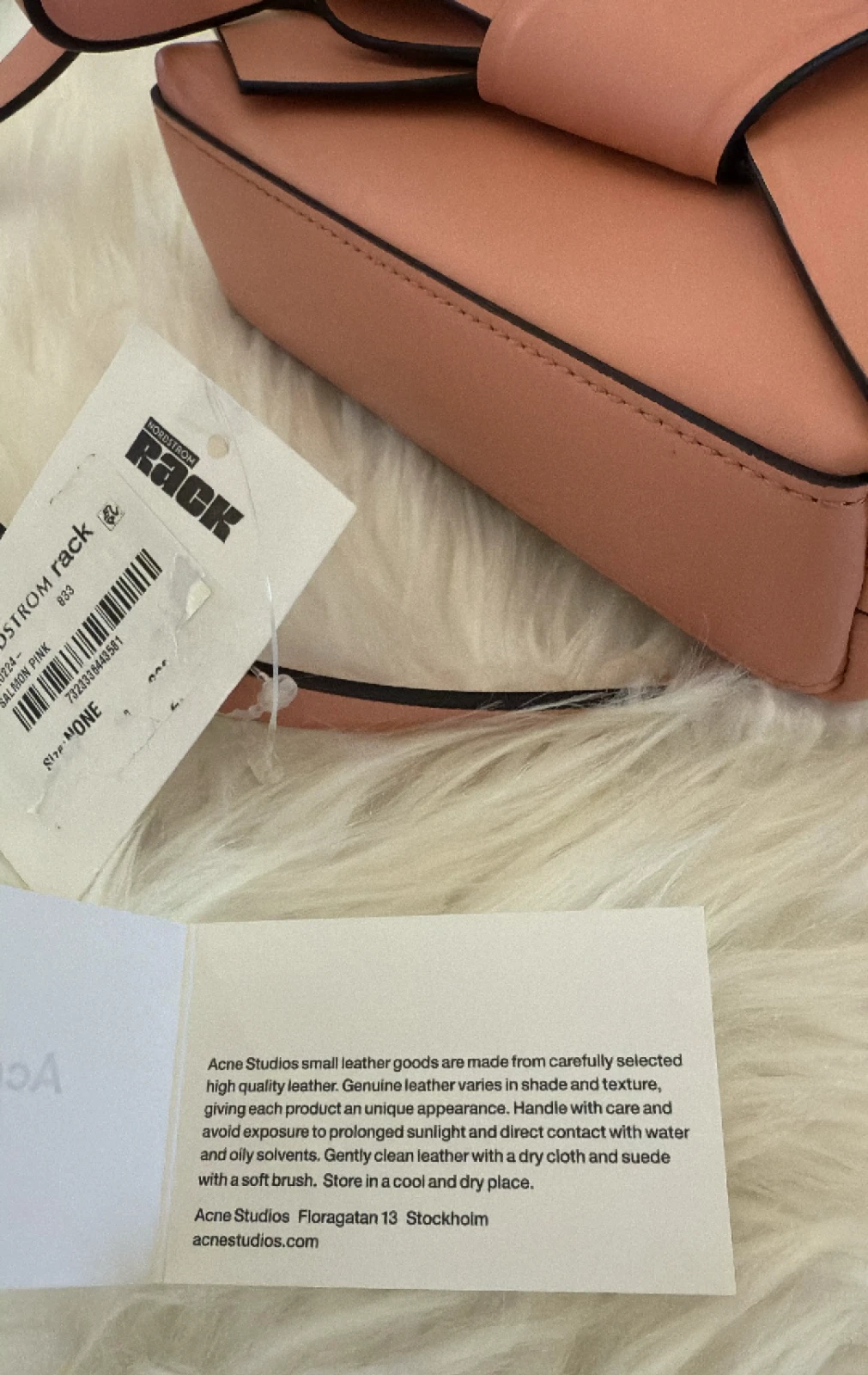 Autentica Acne Studios Musubi Mini borsa a tracolla in pelle rosa con sacchetto antipolvere NUOVA SM