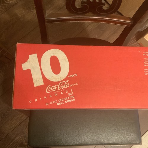 RARE 1990 Indiana Glass 10 Coca-Cola 16oz Bell Sodas NOS Sealed Box - Picture 5 of 10