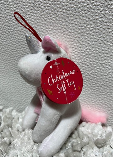 The Card Factory Einhorn Weihnachten Stofftier Plüsch Baumschmuck mit Etikett 5 Zoll