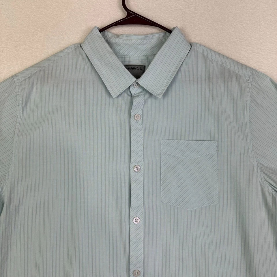 Camisa O'Neill Adulto XL Abotonada Manga Corta Rayas Algodón Poliéster Para Hombre Foto 2 de 4