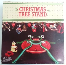 Christmas Tree Stand Red & Green 4-Legs Steel Vintage Ideal Factory Sealed