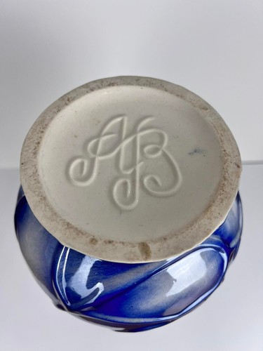 Hermoso Enorme Jarrón Vintage Porcelana Azul Cobalto Dorado Decoración del Hogar Flora Firmado - Imagen 2 de 8