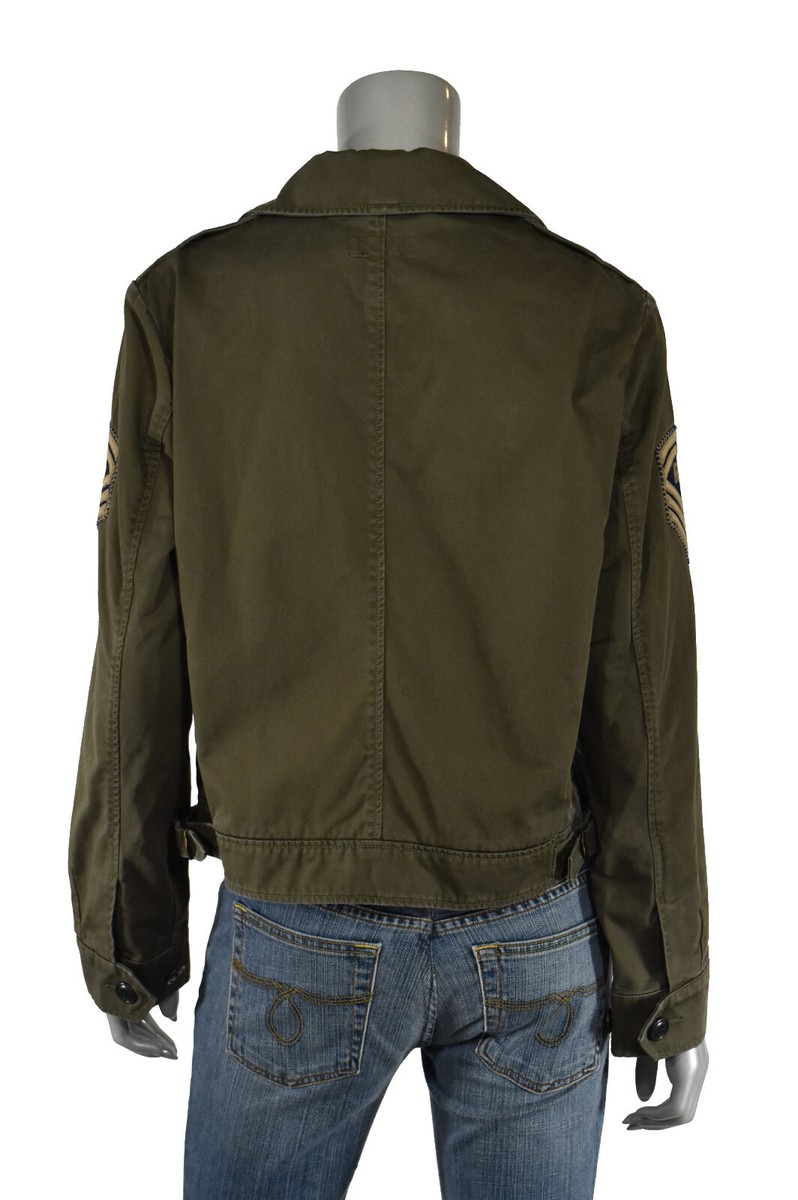 Women's Polo Ralph Lauren Green Cropped Army Military Jacket S New