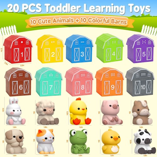 Learning Toys for 123 Year Old Toddlers 20Pcs Farm Animals Toys Montessori Co... - Picture 5 of 5