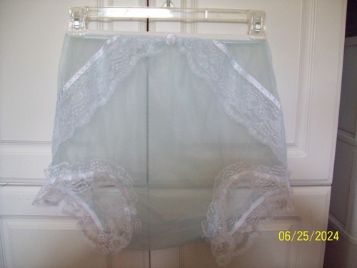 SEAMLESS Blue SHEER NYLON SISSY PANTIES BRIEFS Waistband Stretches 24-36" M-L ** - Picture 4 of 7