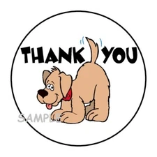30 Cute Puppy Dog Thank You Envelope Seals Labels Stickers 1.5" Round