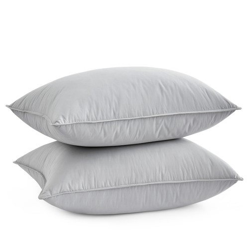 2 Pack Goose Down Bed Pillows, King or Queen Size 100% Cotton Shell Pillows - Photo 3 sur 6