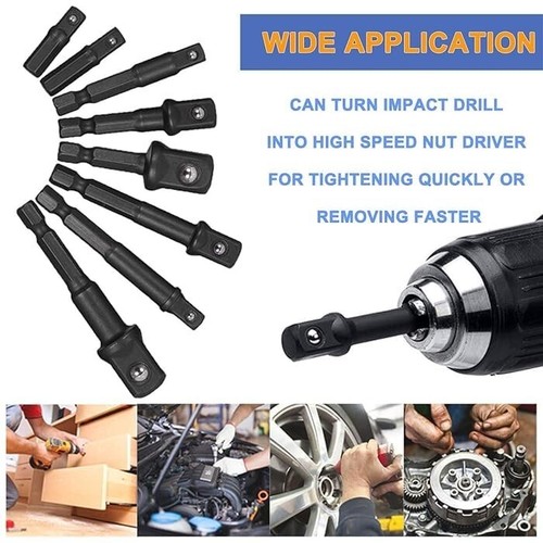 9 Stck. Steckschlüssel Adapter Schlag Sechskantschaft Bohrer Bits Power Verlängerung 1/4" 3/8" 1/2" - Bild 11 von 12