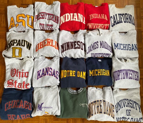 VTG 80s 90s Champion Sweatshirt Lot Blue Bar USA C