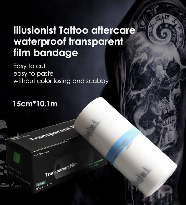 Illusionist Tattoo Aftercare Waterproof Heal Adhesive Transparent Film 6"x11 Yds