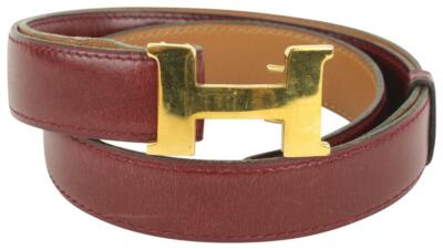 Hermès Burgundy x Gold Reversible 24mm Constance H Logo Belt