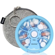 Pill Organizer Travel Case Weekly Round Pill Box Portable Medicine Container
