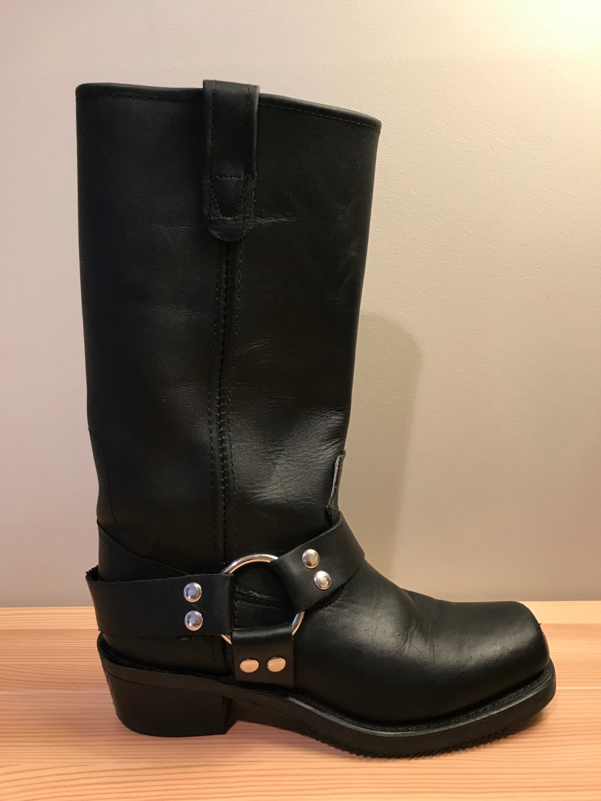 Double Double Double H 5008 Harness Black Leather Pull On Square Toe Boots Women's Size 7 N 434084 Double Double Double H 5008 Harness Black Leather Pull On Square Toe Boots Women's Size 7 N 434084