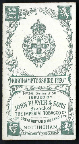 PLAYER - BADGES & FLAGS OF BRITISH REGIMENTS (GREEN) - #36 NORTHAMPTONSHIRE REGT - Picture 2 of 2