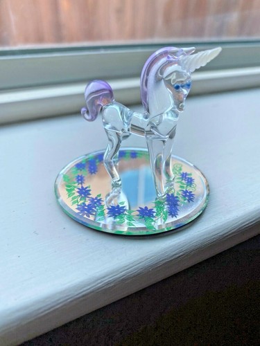 Vintage Miniatur Glas Baron Einhorn Spiegelfuß Märchenfigur - Bild 3 von 12