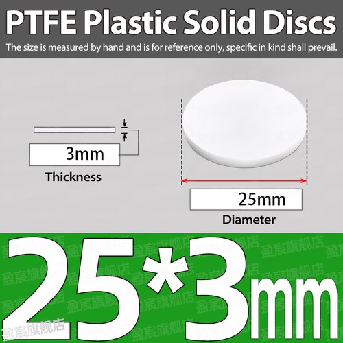 PTFE Plastic Solid Discs Flat Round Pad Sealed Cushioning Diameter 5mm-150mm Dia - Picture 106 of 231