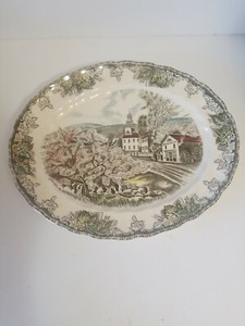 Johnson-Bros-Friendly-Village-12-034-Oval-Platter-The-Village-Green-Made-in-England