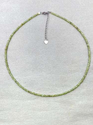 A++ Dainty Peridot Faceted Round Gemstone Beads August Birthstone Necklaces 24'' - Picture 17 of 20