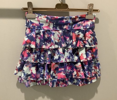 DONA JO Shakira Skirt ~ Sz 1 S 0-6 ~ Watercolor Print ~ Multi Ruffle Tier ~ VGUC - Picture 1 of 5
