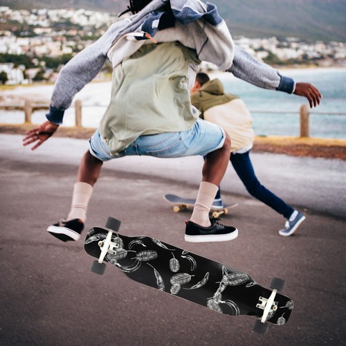 Ahorn Holz Longboard Anti-skid Deck Vier Rad Sport Skateboard für Teenager EM - Bild 8 von 16