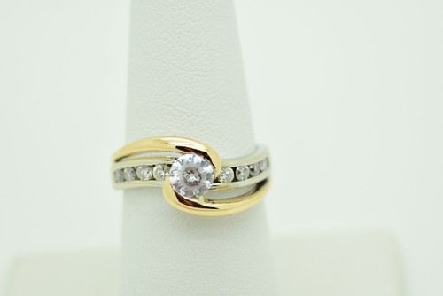 Two Tone 14K Gold 1/2CTW Diamond Semi Mount Ring - Picture 2 of 12