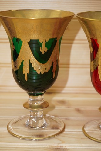 Arte Italica Medici (4) Goblets, 6½" Cobalt-Ruby-Green-Purple-1 of EACH (S53) - Picture 7 of 22