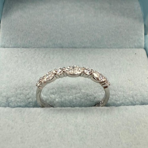 Bague de mariage diamant rond marquise cultivée en laboratoire or blanc 14 carats 0,50 ct - Photo 9 sur 12