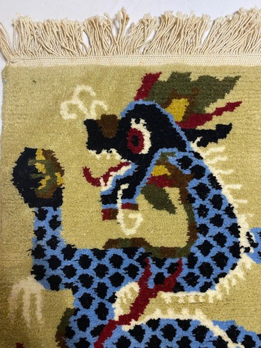 Vintage Art Deco Tibetan Meditation Wool Woven Dragon Rug BEAUTIFUL!🆓🇺🇸🚢 - Picture 4 of 17