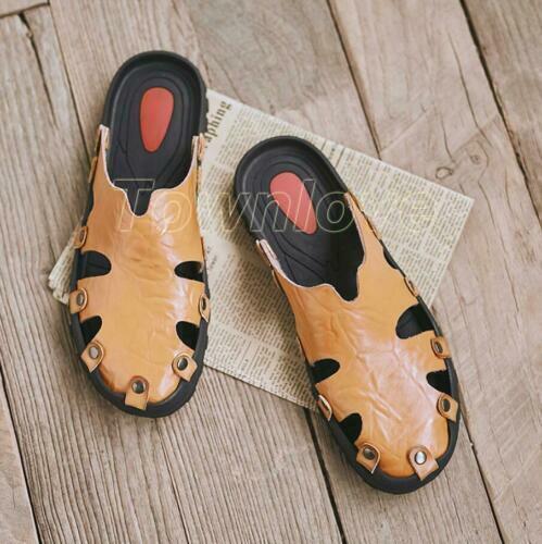 Mens Hiking Genuine Leather Sandals Closed Toe Slip on Fisherman Beach Shoes New - Picture 13 of 15