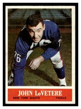 1964 Philadelphia Football #120 John LoVetere Rookie 126E