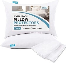 Waterproof Pillow Protector 2 Pack Full Encasement Protectors with Zipper