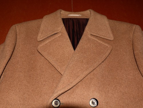 VINTAGE zweireihiger Woll-Trenchcoat karamellbraun Herren Medium 40/42" Brustumfang - Bild 4 von 8