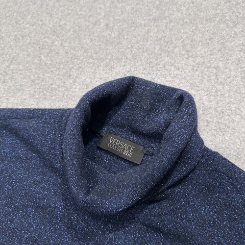 Vintage Versace Classic V2 Men’s Blue Wool Blend Pullover Turtleneck Size S - Picture 4 of 12