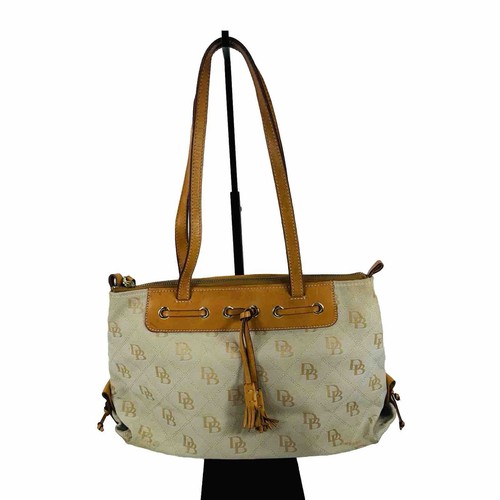 Dooney and Bourke Vintage beige Argyle Logo Geldbörse mit braunem Lederband