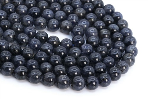 10MM Genuine Natural Dark Blue Iolite Beads Grade AA Round Gemstone Loose Beads - Picture 2 of 4