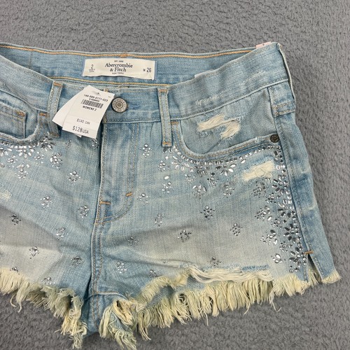 Abercrombie & Fitch Shorts Womens Sz 2 Festival Short High Rise Light Wash - Picture 3 of 9