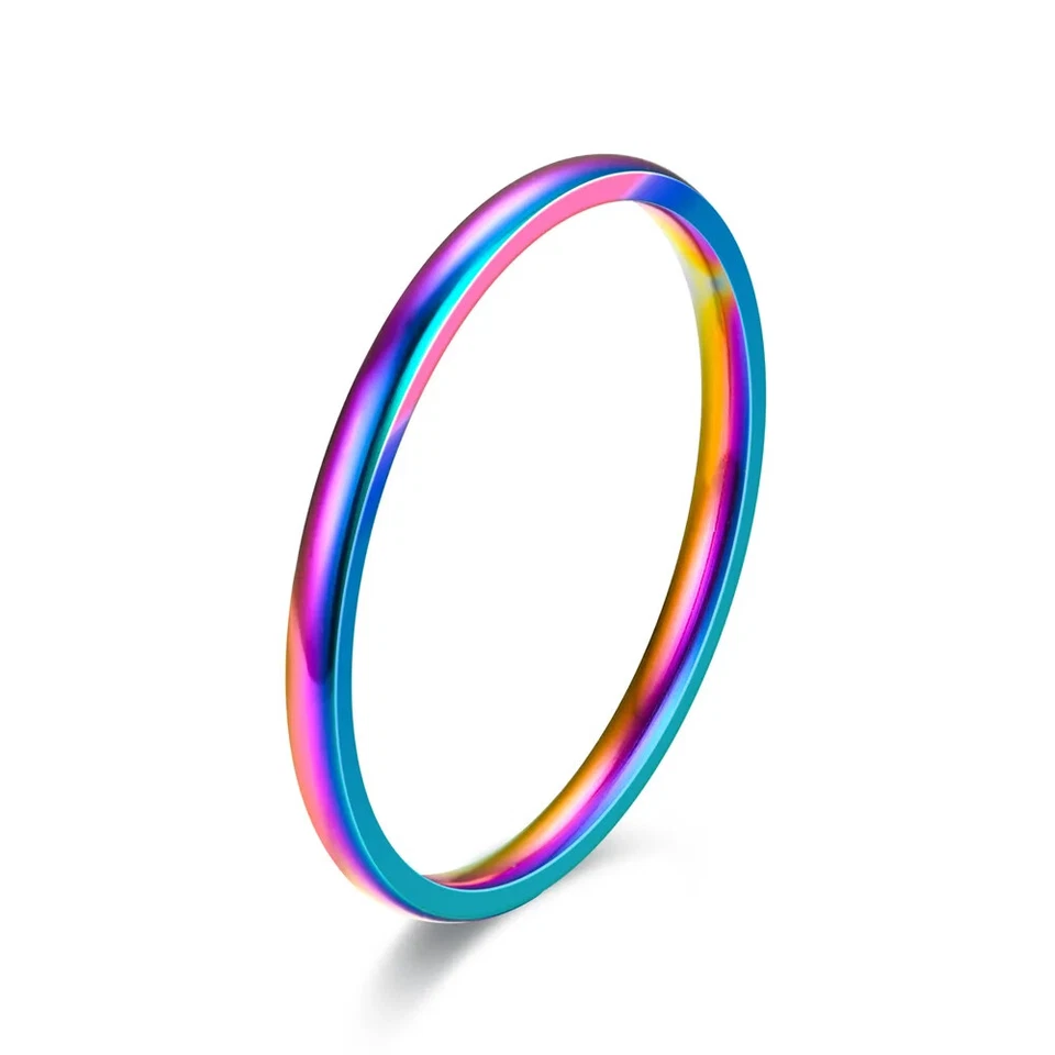 2mm Thin Stackable Ring Stainless Steel Plain Band Knuckle Midi Ring for Women - Image 3 of 4