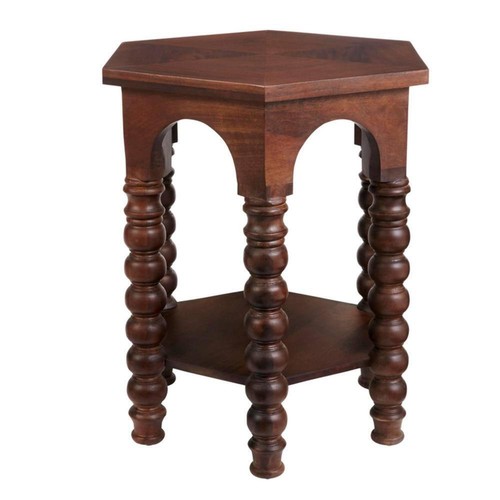 Home Decorators Collection End Table 24.2" H X 22" W, Hexagon Wood Frame Brown - Picture 6 of 7