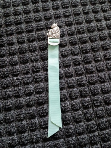 VTG Danforth Pewter Winnie the Pooh/Piglet pewter bookmark green ribbon