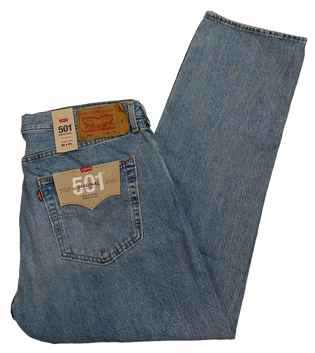 Levi's 501 ブルーデニム　W32 L30/653 Levis 501 Original Mens Jeans Distressed 36X30 Light Blue