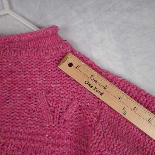 Roisin Dubh Wool Sweater Girls M / 4-5 Pink Aran Roll Neck Ireland Sweater FLAW - Picture 17 of 23
