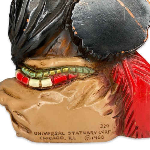Native American Indian Head Figure Ceramic Bust 1966 Universal Statuary Corp - Picture 5 of 9