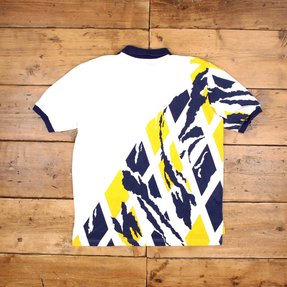 Vintage Polo Shirt T Shirt XL 90s Hartwell Geometric White Tee - Imagem 2 de 4