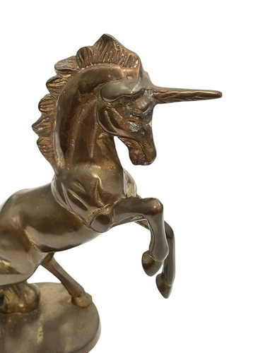 Gatco Vintage Solid Brass Unicorn - 7.5" Rearing Figurine - Retro Mythical Decor - Picture 9 of 14