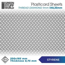 ABS Embossed Plasticard A4 - DIAMOND 1 mm Single Tread - Styrene Plastic Sheet