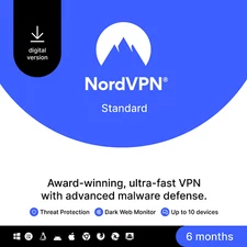 NordVPN Standard, 10 Devices, 6-Month, VPN & Cybersecurity, Digital Code