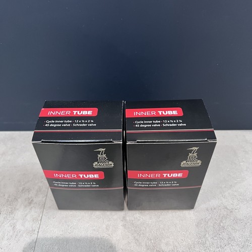Raleigh Bicycle Inner Tube 12” 1/2 x 2 1/4" 45 Degree Schrader Valve X2 Pack New - Picture 2 of 5